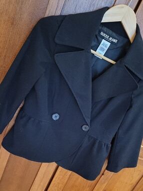 Guess Jeans AUTHENTIC Black 2 Button Blazer with Inside Button, Pemplo Waist